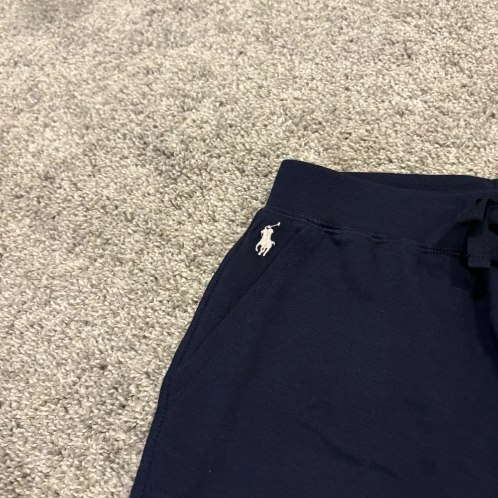 NEW Polo Ralph Lauren French Terry Pink Pony Blue Slim Fit Pants Girls L 12-14
